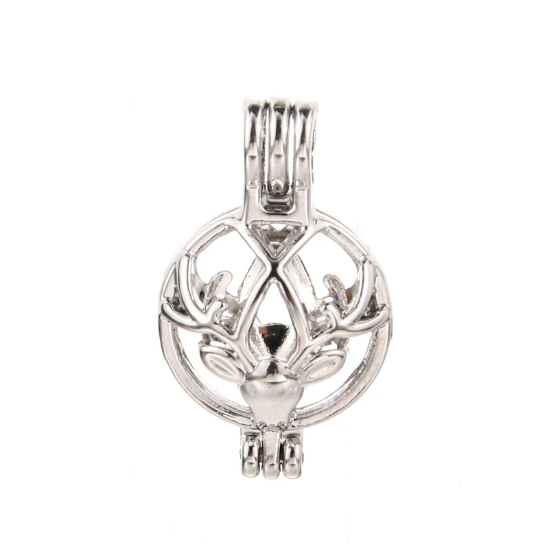 

Christmas moose Pearl Cage Jewelry Findings Cage Locket Pendant Essential Oil Diffuser Locket For Oyster Pearl Women Girl