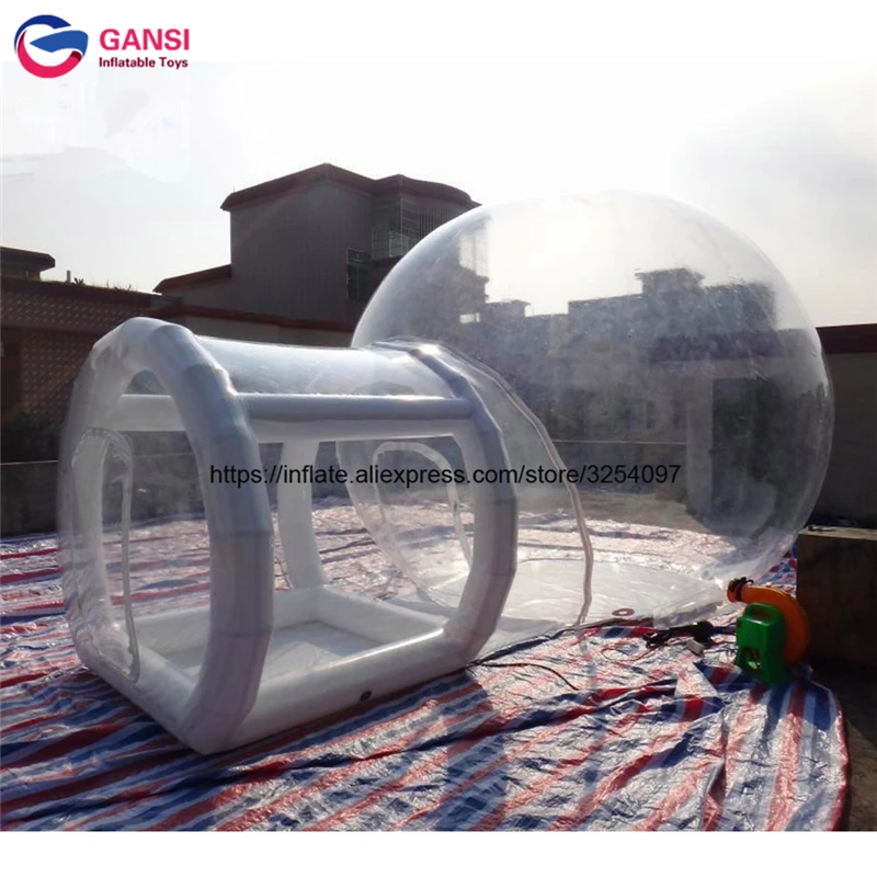 new outdoor steel structure dome shaped tent Outdoor Inflatable Transparent Tent Romantic Camping Equipment 0.8Mm PVC Clear Dome Pavilion Lows Price Inflatable Camping Tent