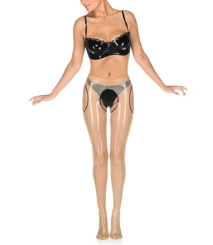

Sexy Coustume Latex Rubber Tights Latex Pantihose Fetish Latex Transparent Leggings Rubber Pants With Open Crotch For Women