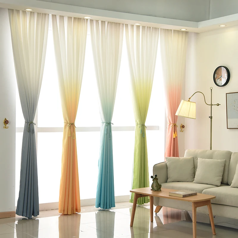 Градиентные цветные затемненные шторы для гостиной спальни домашние декоративные оконные затемненные шторы для оконных тканей Cortinas