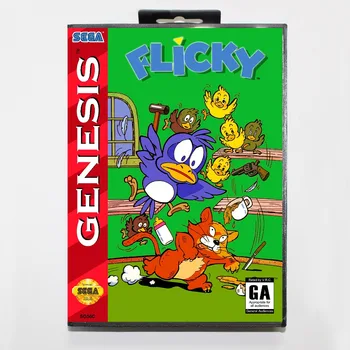 

New 16 bit MD game card - flicky with Retail box For Sega genesis system