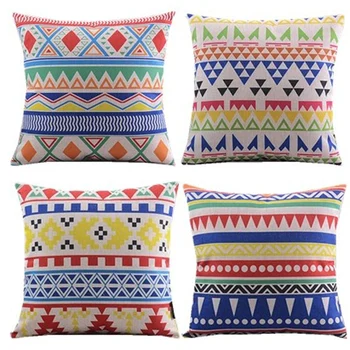 

4pcs/ decorative cushion cover/ triangles diamond/chevron/wave/zigzag/blue yellow red/throw pillow case/cotton linen/geometric