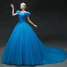 FREE PP New movie Cinderella Princess Cinderella dress for adult women blue deluxe Cinderella cosplay costume girl wedding dress