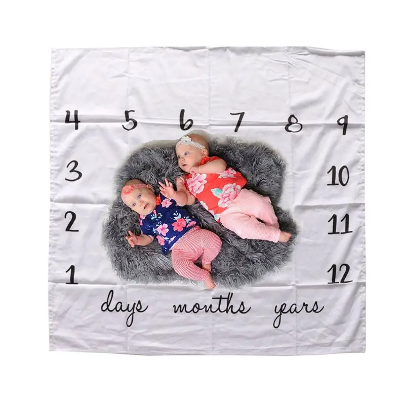 

Newborn Baby Monthly Growth Milestone Blanket Swaddle Wrap Letter Print Background Photography Prop Infant Bathing Towel