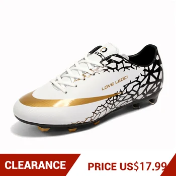 

Clearance! LEOCI Boys Kids FG Football Shoes TF Hard Court Soccer Shoes Turf Soccer Boots Children Training Football Sneakers