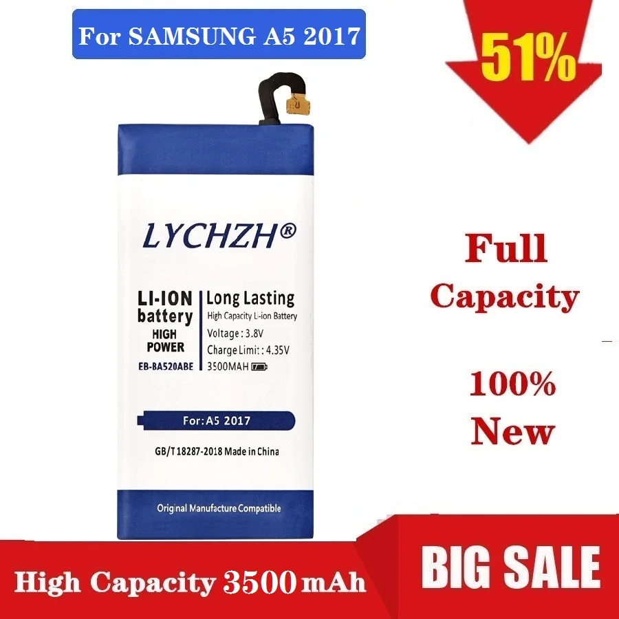 

Original Replacement For Samsung Battery For Galaxy 2017 Edition A5 2017 A520F SM-A520F Phone Battery EB-BA520ABE 3500mAh