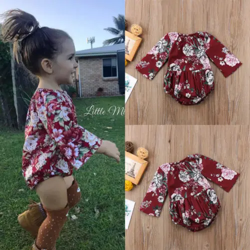 Детский хлопковый комбинезон с цветочным принтом длинным рукавом|romper long sleeve|baby