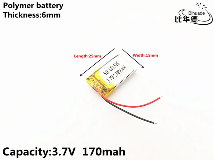 601525 3,7 V 170mah 601627 601528 литий-полимерный аккумулятор с защитной платой для MP3 MP4 MP5 gps цифровых продуктов Fr