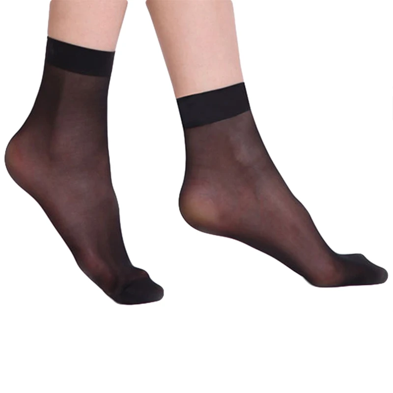 

Summer Sexy Ultra - Thin Transparent Crystal Silk Women Socks High Elastic Black Nylon Short Socks Female Socks 10Pair/pack