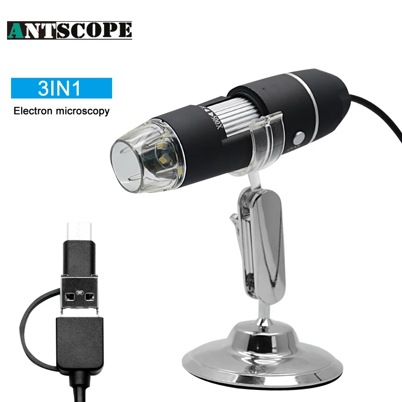 Antscope 3в1 цифровой микроскоп 8 светодио дный Multple Adjstment 1000X Android usb Тип C эндоскоп