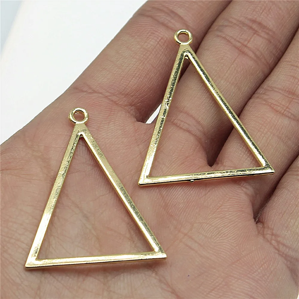 WYSIWYG 8pcs Charms Jewelry Findings DIY Accessories Triangle Pendant High Quality KC Gold Color 32x40mm