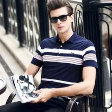 Новинка Мужская Летняя Повседневная рубашка с вышивкой, короткий рукав, хлопок, английский стиль, деловые полосатые рубашки против морщин PO010