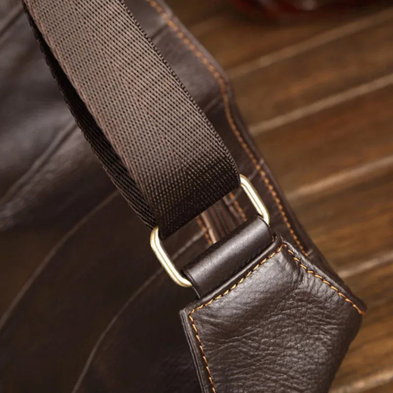 Men Genuine Leather Bag Messenger Shoulder Cross Body Bag Real Cowhide Vintage Men High Quality Sling Rucksack Chest Back Pack