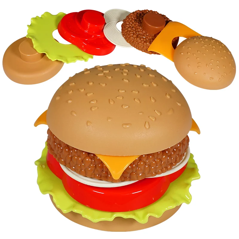 Игрушка еда гамбургер пластиковая сборка говядины овощи игрушки Образование Обучение Дети кухня ролевые игры Гамбург игрушки для детей