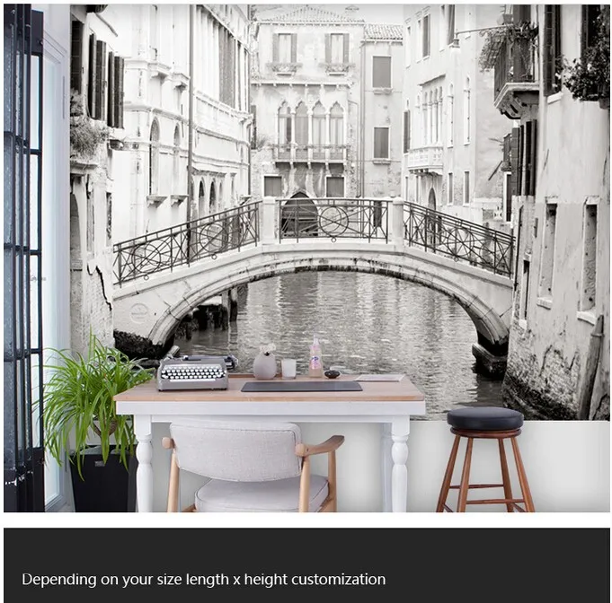 Пользовательские фото обои. Черно-белые венецианские фрески для гостиной спальни ТВ фон стены, водонепроницаемые рельефные обои