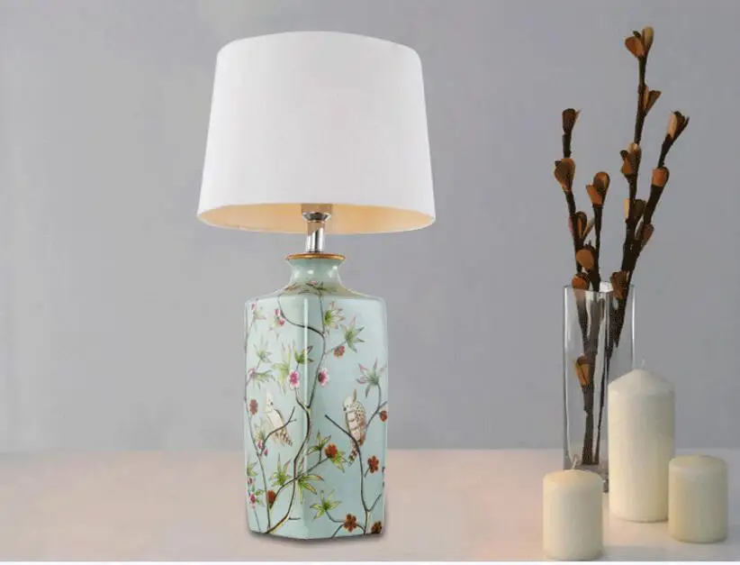 Традиционная винтажная китайская керамическая настольная лампа E27 элегантное настольное освещение для спальни