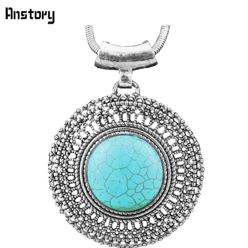 Цветок подвеска Круглый камень Цепочки и ожерелья для Для женщин Винтаж