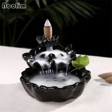 Лотос пруд керамический обратный поток курильница с дымом водопад ладан держатель домашний офис Чайный домик Декор кадильница для ароматерапии