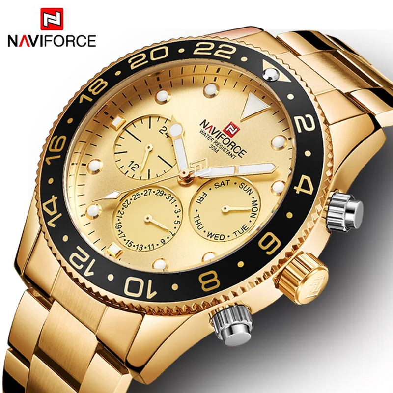 NAVIFORCE для мужчин s часы сталь Роскошные Horloge кварцевые мужские водостойкие