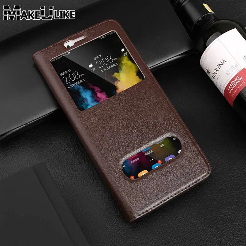 

MAKEULIKE Genuine Leather Case For Huawei Honor 7X Magnetic Protective Cover Window View Coque For Huawei Honor 7X Flip Case