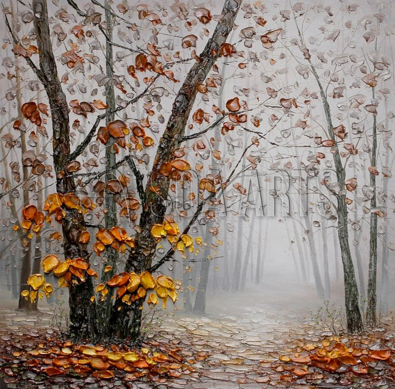 

Modern abstract tree painting Palette Knife Oil Painting on canvas for wall art