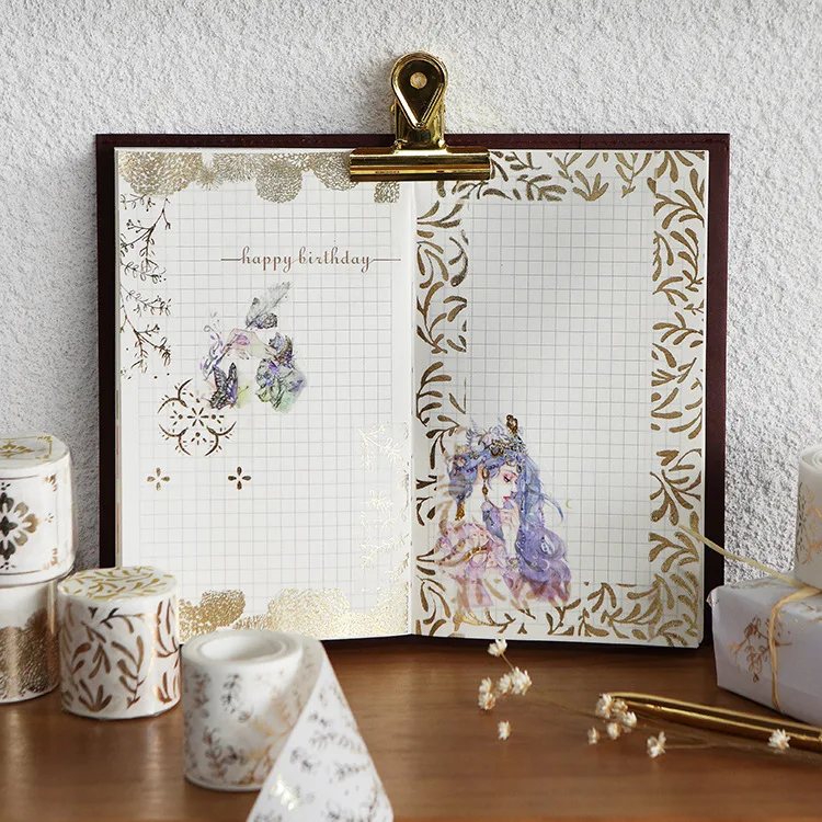 

40mm wide fireworks/night/branches leaf/frame bronzing decoration washi tape DIY scrapbooking masking tape escolar