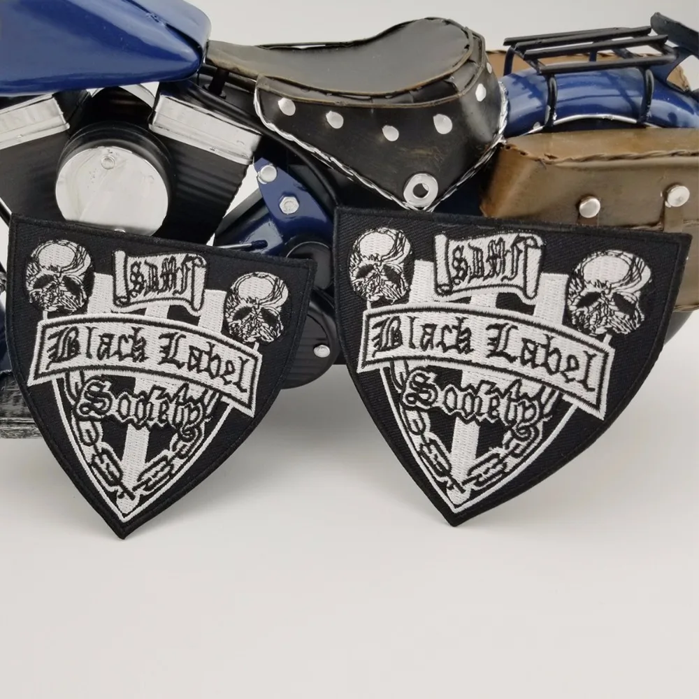 Black Label Society Music Shield Embroidered Patch For Motorcycle Club Biker Patch DIY Applique Patch for Jacket