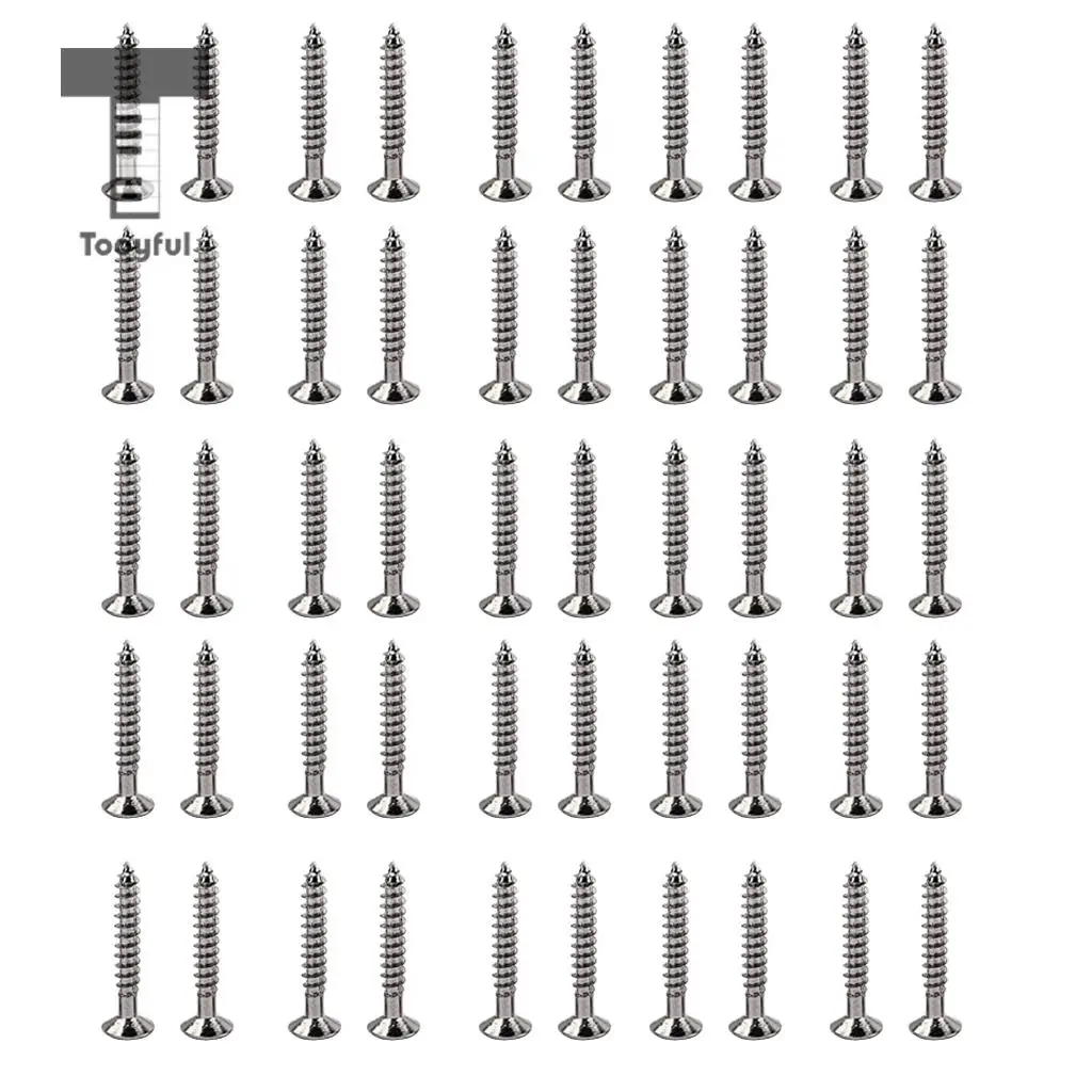 Tooyful 50 Pack Nickel Tremolo Bridge Mounting Screws fo TL Style Guitar Telecaster Tremolo Bridge Screws Parts 3.5x25mm