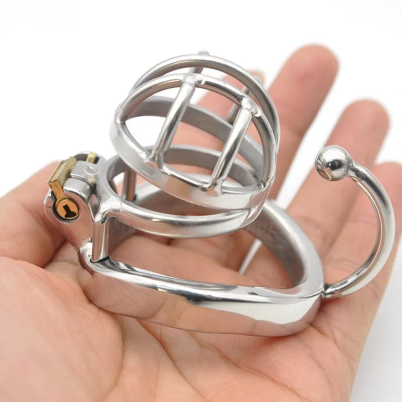 New 304 Stainless Steel Stealth Lock Male Chastity Devices,Short Cage with Base Arc Ring Cock Cage,Penis Rings,Sex Toys For Men