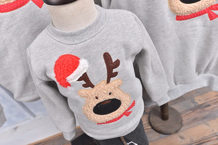 Одинаковые свитера для всей семьи толстовки Санта-Клаус с оленем для малышей, рождественские пижамы новогодний костюм для всей семьи Одежда для мамы и сына, bebe