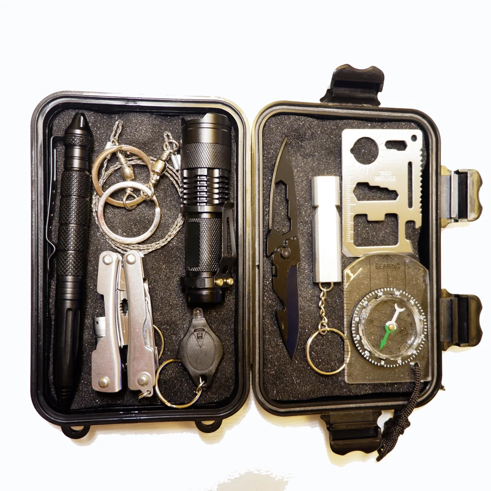 

10 in 1 Outdoor survival emergency bag field SOS survival kit box self-help box SOS equipment for Camping Hiking drop shipping