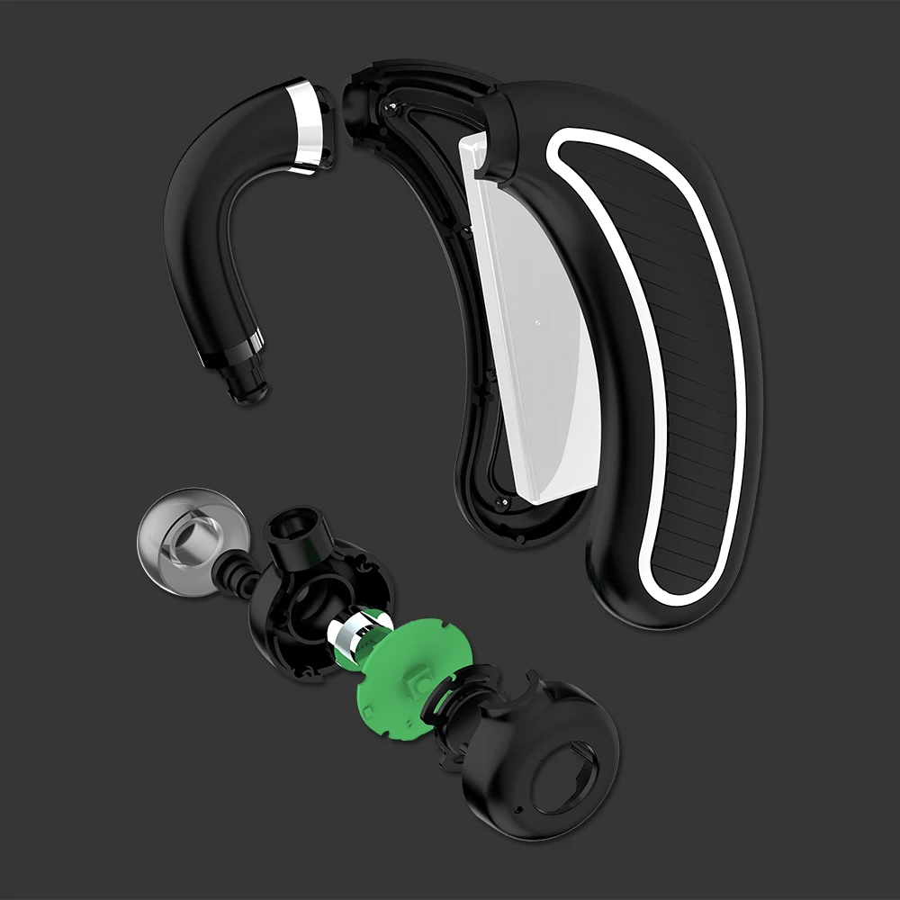 Деловые Bluetooth наушники с ушным крючком беспроводные микрофоном 24 часа работы