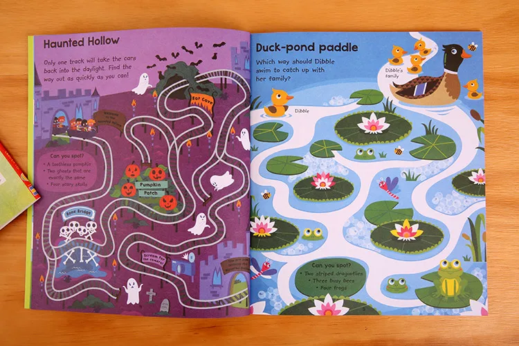 Livro para Aprender e Brinquedos Crianças Inglês Labirinto Educativos Bebê Desenhos Animados Espaço Pirata Natal Grande Leitura Livros - 14 Brinquedos p/ desenhar
