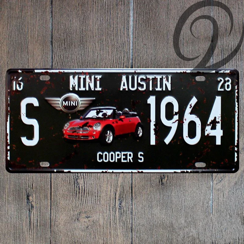 Carteles de lata de Arte de garaje de 15*30 cm placa de licencia de coche placa de Metal decorativa de Metal decoración del hogar Vintage señal