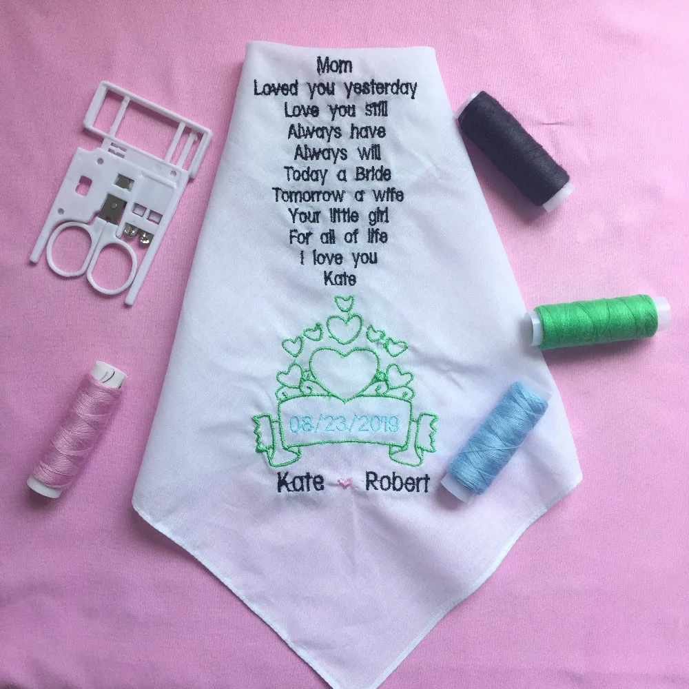 

Custom Wedding Handkerchiefs for Mother of the Bride, Embroidered Wedding Hankies for Bride Mother, Wedding Gift to Bride Mother