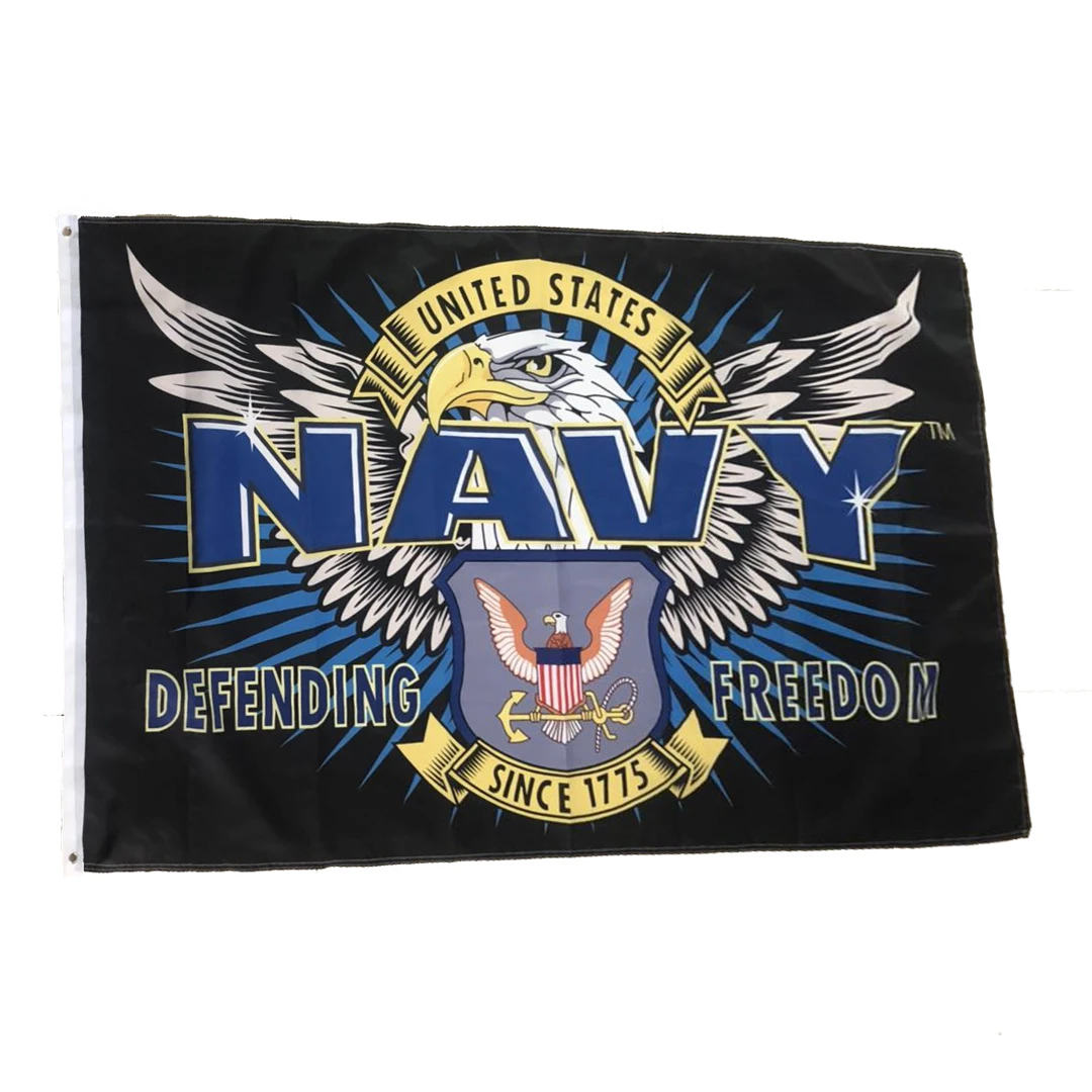 

High Quality 3*5ft 90*150cm Mission First United States Navy Defending Freedom Flag Military USA Banner fFlag
