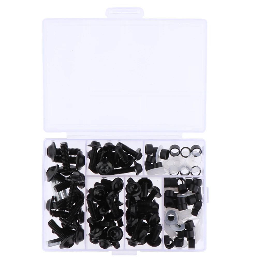 158Pcs Brand New Motorcycle Complete Fairing Bolt Kit Fastener Clips Screws for Front fender Rear fender Windscreens Black