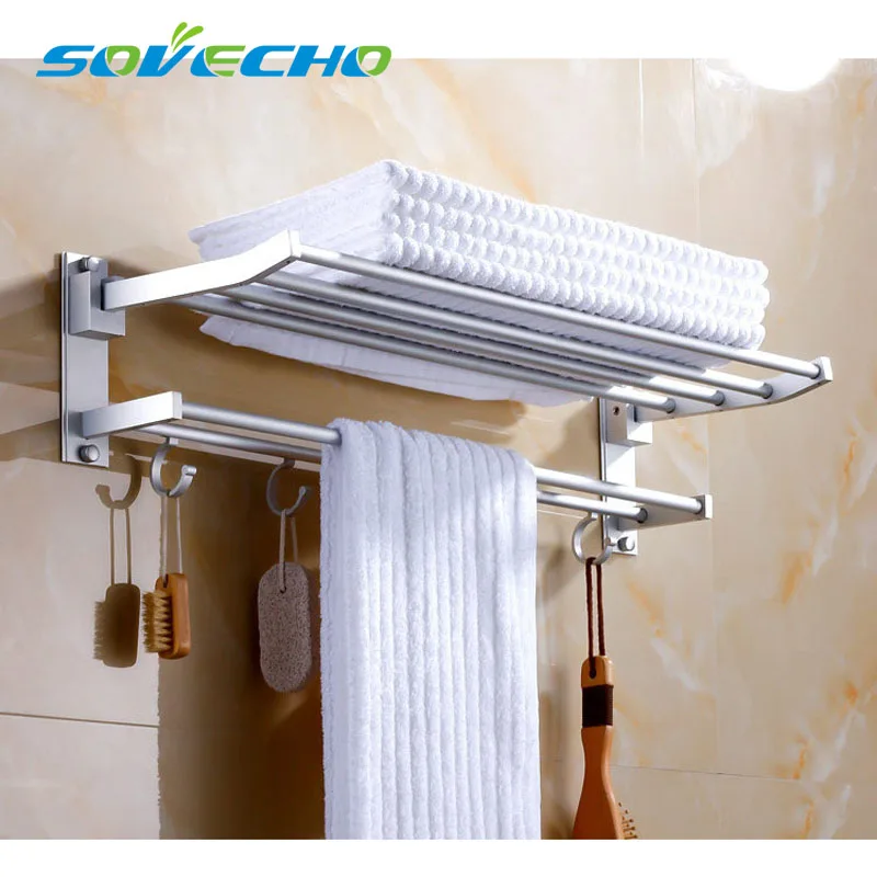

free shipping Aluminum towel rack towe shelf Towel bar folding rack bathroom shelf bathroom hanger bathroom accesories
