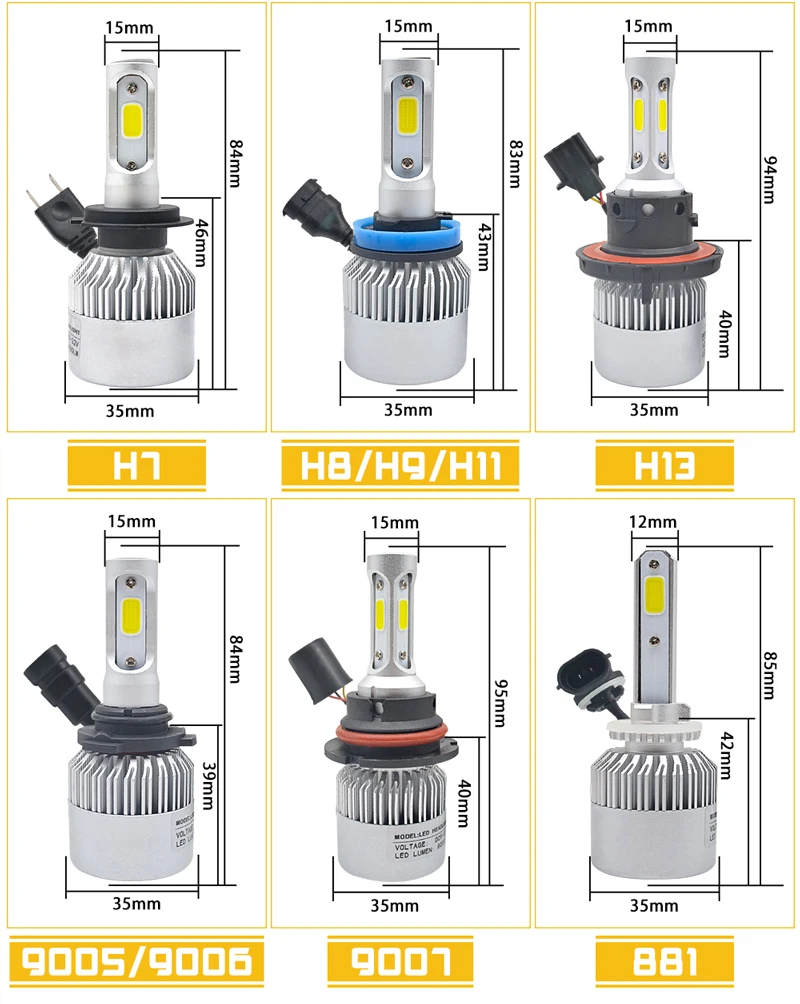 H11 светодиодный H1 H7 H4 H3 H8 H27 HB3 HB4 9005 9006 881 светодиодный головной светильник лампа 72W фары для 8000LM 6500k Авто противотуманных фар светильник лампы 12V 24V