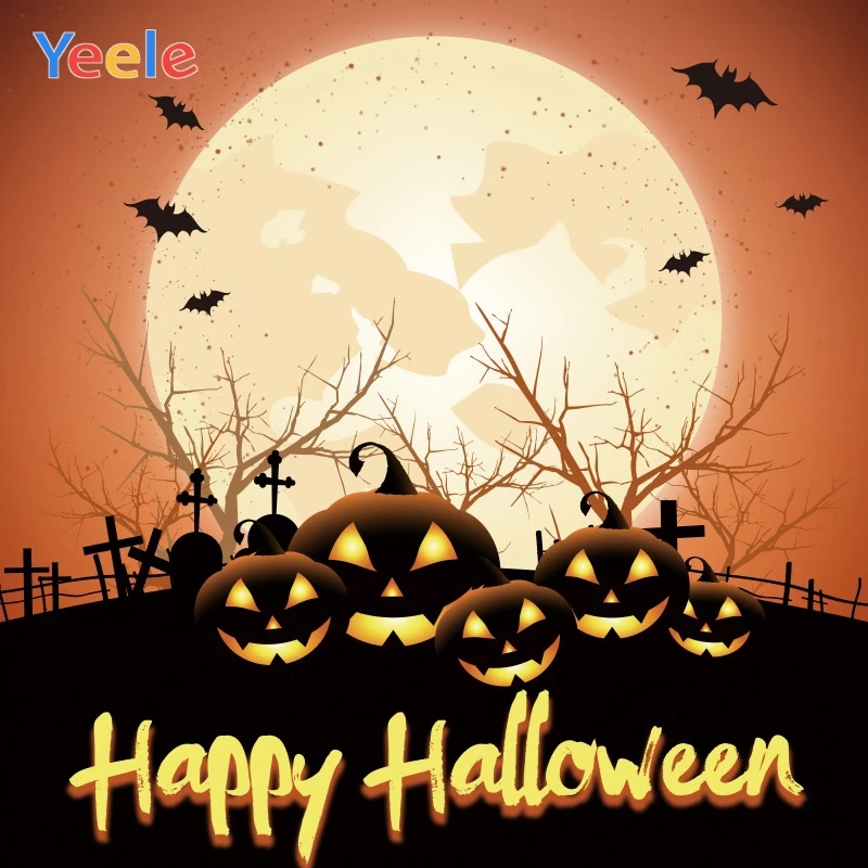 

Yeele Halloween Party Decor Pumpkin Lantern Moon Photography Backdrops Personalized Photographic Backgrounds For Photo Studio