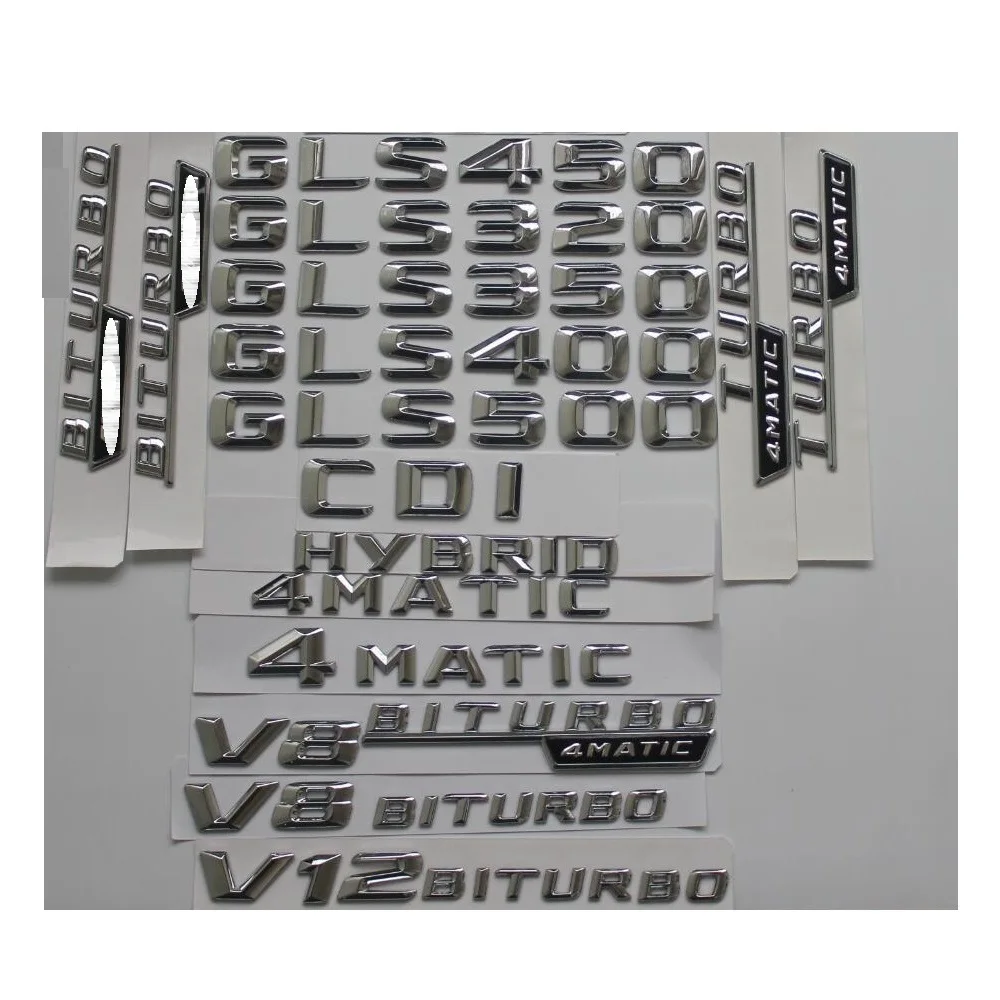 

Newest Chrome ABS Rear Trunk Letters Badge Badges Emblem Emblems Sticker for Mercedes Benz GLS Class GLS550 2017