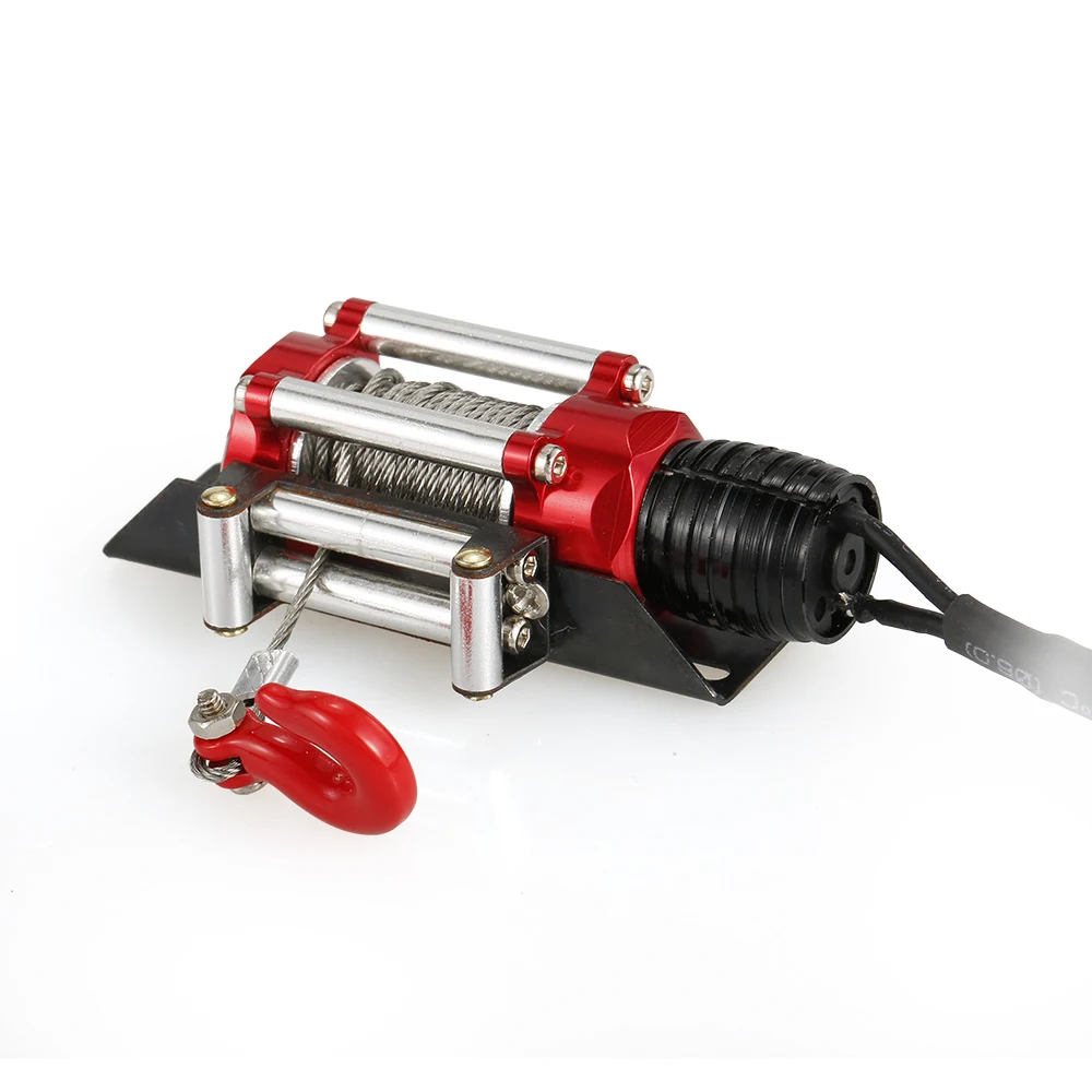 

1:10 RC Car Part Metal Steel Front Bumper &amp Simulated Wired Automatic Winch Remote Control System Kit for Axial SCX10 Crawler