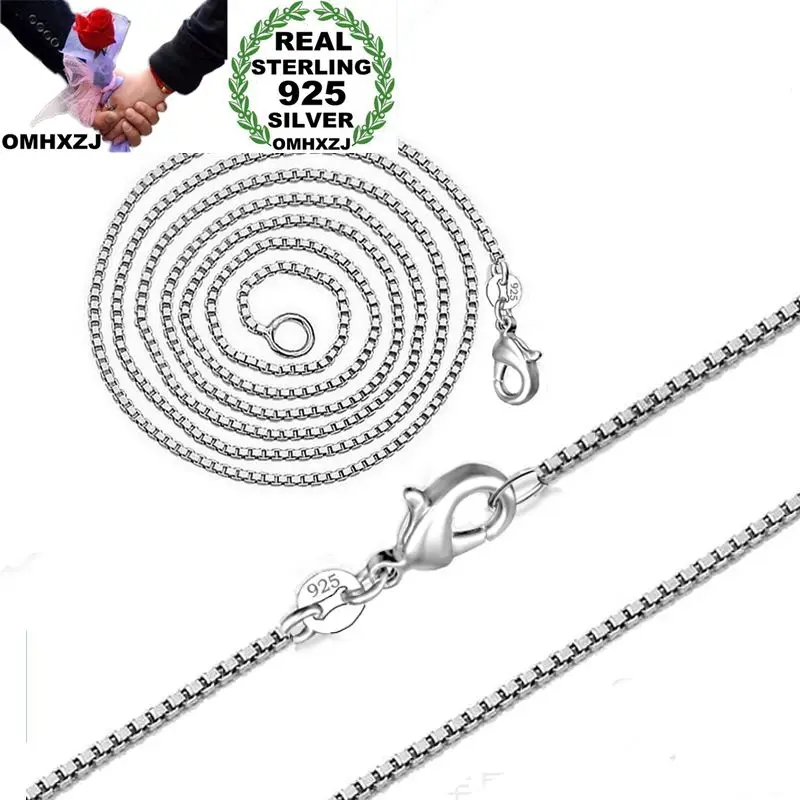 

OMHXZJ Wholesale Personality Fashion OL Woman Girl Party Gift Silver 2MM Box Chain 925 Sterling Silver Chain Necklace NC173