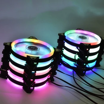 

4 pin Double-sided Computer Power Supply Fan Computer LED Fans Aurora LED Light Chassis Fan Red Blue Green White Cooler Fans