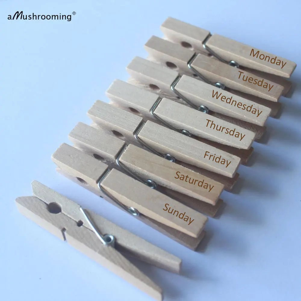 

x50 Large Wooden Clothespins Regular Size Pegs Vintage Laundry Display Photo Wall Home Decoration Clips Plain or Customize