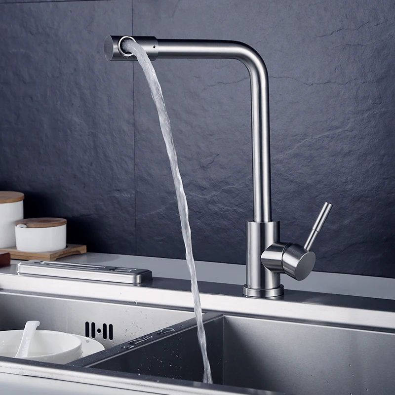 

304 stainless steel kitchen faucet and vegetable washing hot and cold mixer basin faucet sink rotational drawing 360 degree