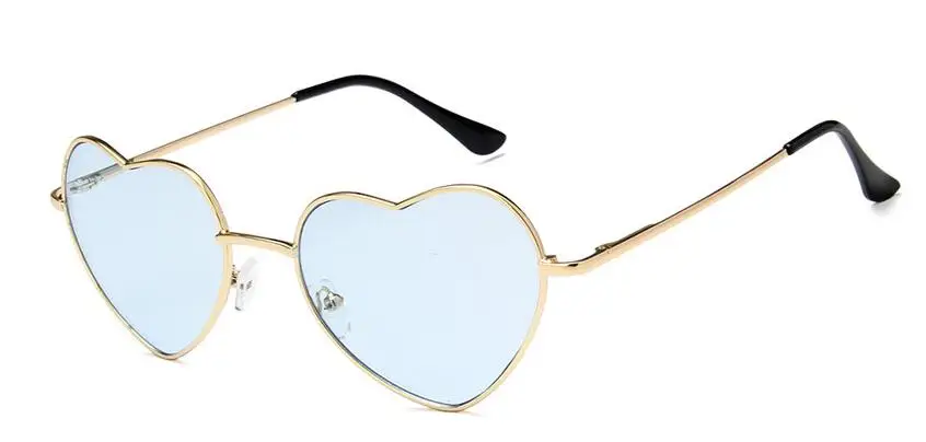 Женские металлические разноцветные солнцезащитные очки с металлической оправой, фирменное дизайнерское покрытие, модные солнцезащитные очки, солнечные очки в форме сердца - Цвет линз: clear blue