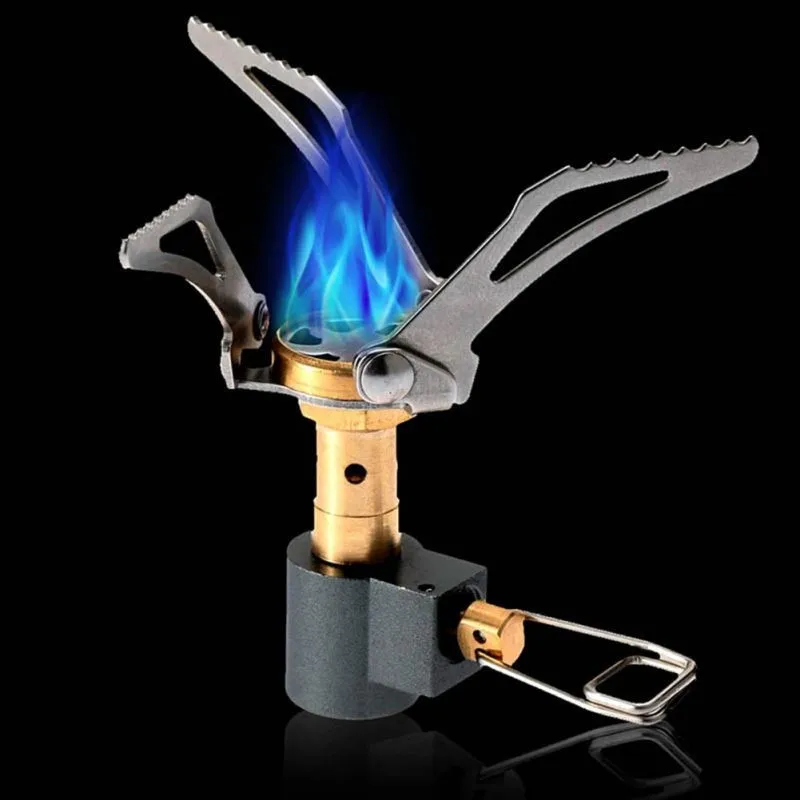 Outdoor Stove Titanium Alloy Folding Mini Camping Oven Survival Furnace Stove 45g 3000W Pocket Picnic Cooking Gas Burner Cooker