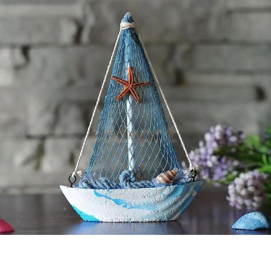 Handcrafted Wooden Nautical Sailing Boat Ornament Home Desktop Decor Christmas Gift