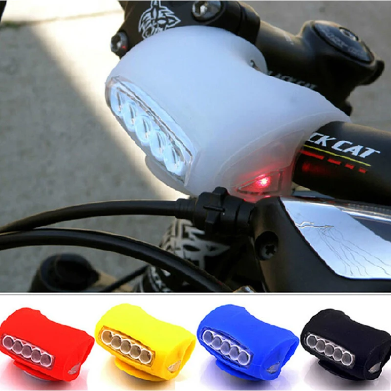 

New Cycling Bicycle 7 LED Super Bright Front Light MTB Silicone Gel Safety Rear Lamp Red Warning LED Lights 3 Mode